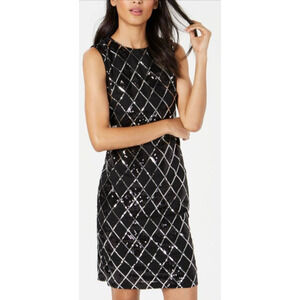 Calvin Klein Women's Black / Silver Sequin Party / Cocktail Dress Size 4